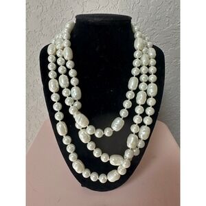 NWT Talbots Faux Pearl Single Strand Layering Necklace Holiday Christmas
